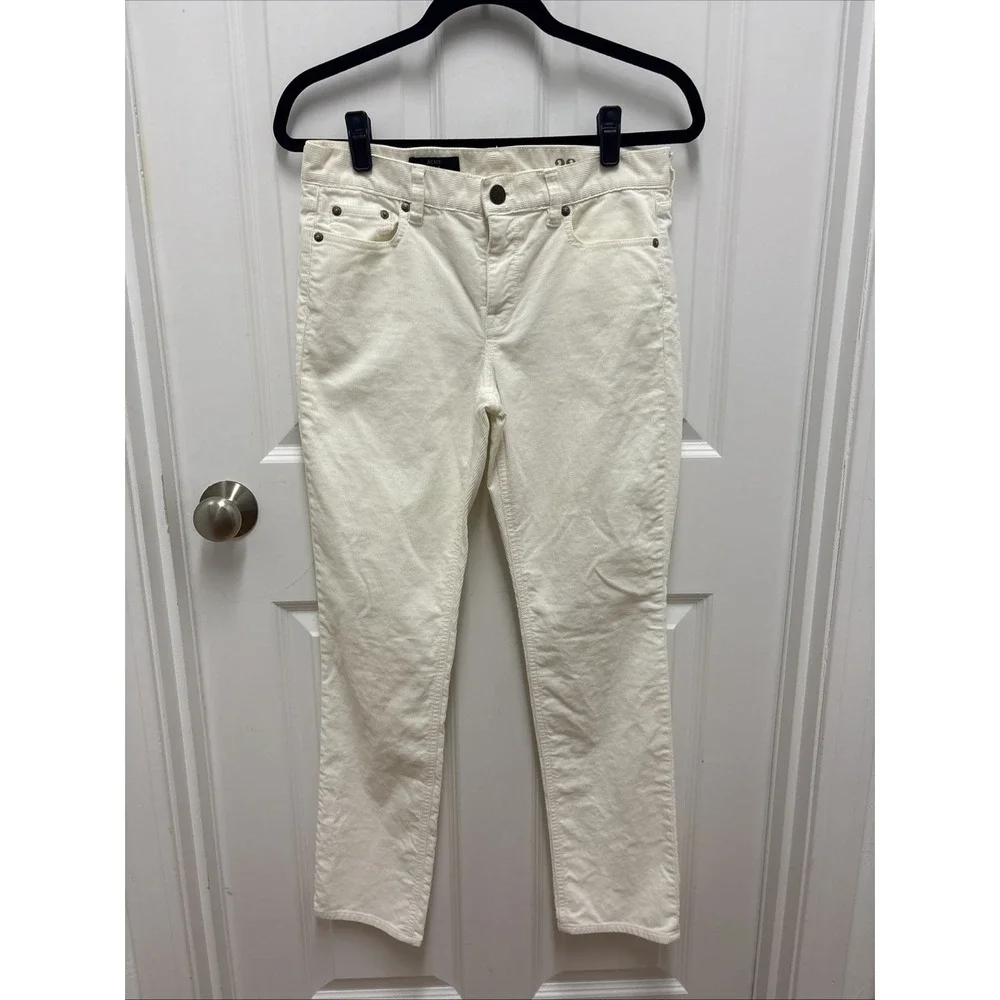 J. Crew‎ Women Size 28 Petite White Courduroy Reid Boot Crop